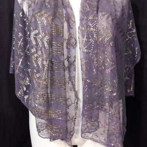 Old 1920's Art Deco Egyptian Shawl Bluish-Purple